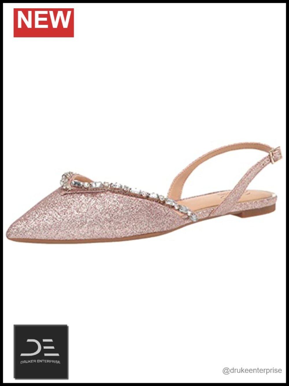 Satin Ballet Flat Glitter Rhinestone Slingback Padded